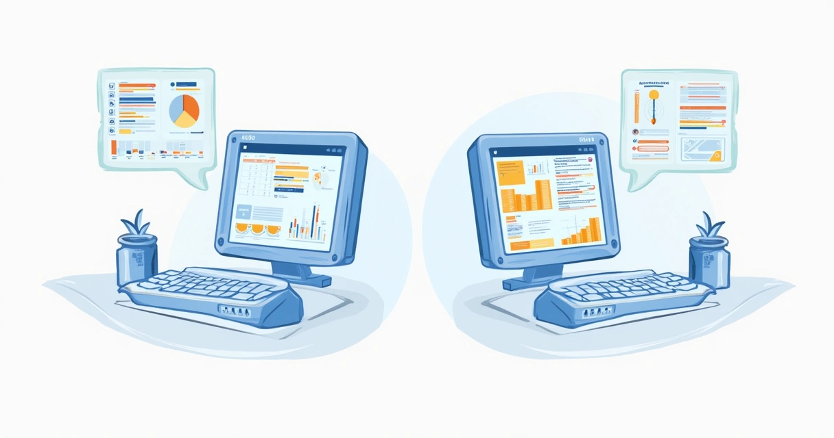 Comparação visual entre ferramentas digitais de gestão de tarefas e planilhas tradicionais em tela de computador