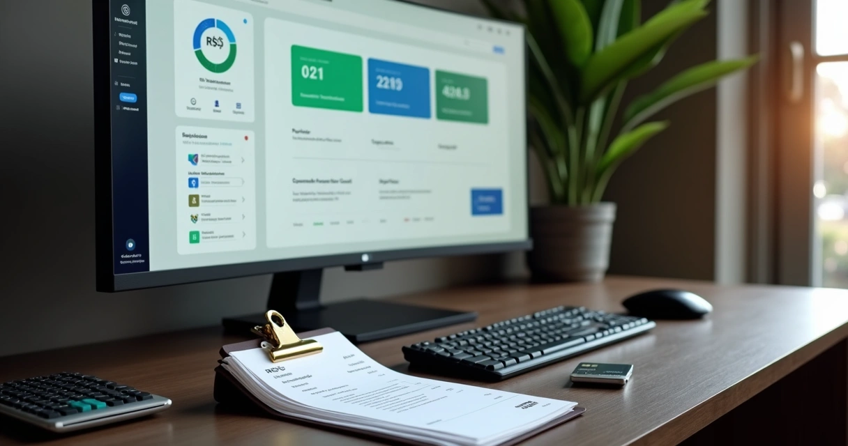Painel digital controlando assinaturas Notion pagas em reais