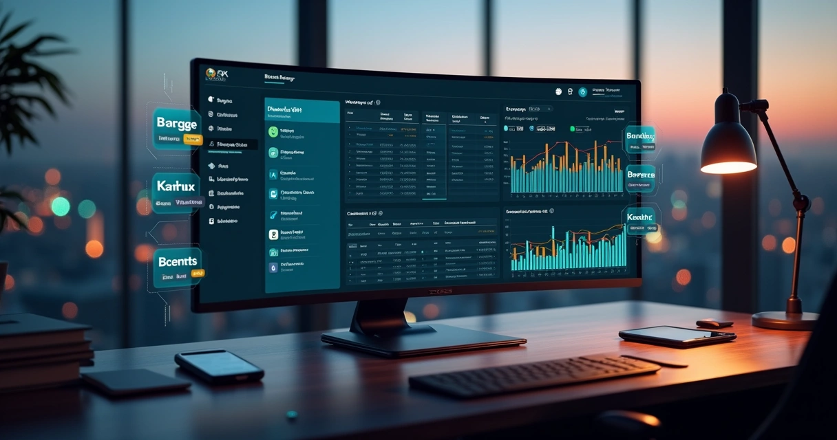 Interface do Notion mostrando fluxo automatizado de boletos bancários conectados a dados de clientes