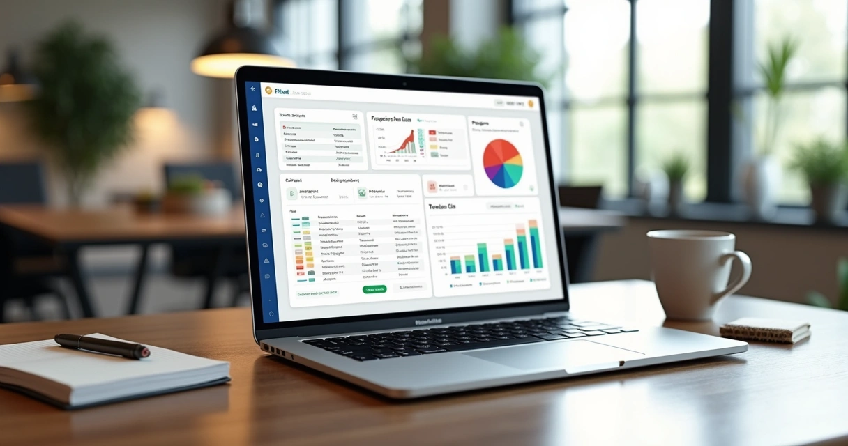 Tela do Notion exibindo dashboard de planejamento e monitoramento de OKRs com gráficos e indicadores detalhados