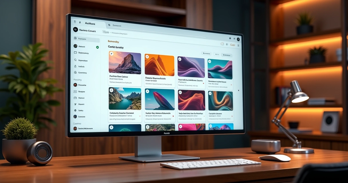 Tela de computador exibindo nova visualização Feed do Notion com interface moderna e abas multiuso